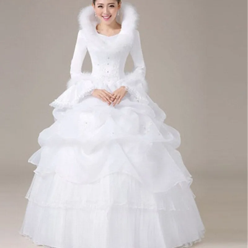 Wedding Dresses Winter Warm Long Sleeves Wedding Gowns