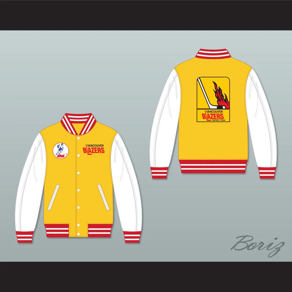 WHA Vancouver Blazers Yellow and White Varsity Letterman Jacket-Style Sweatshirt 1