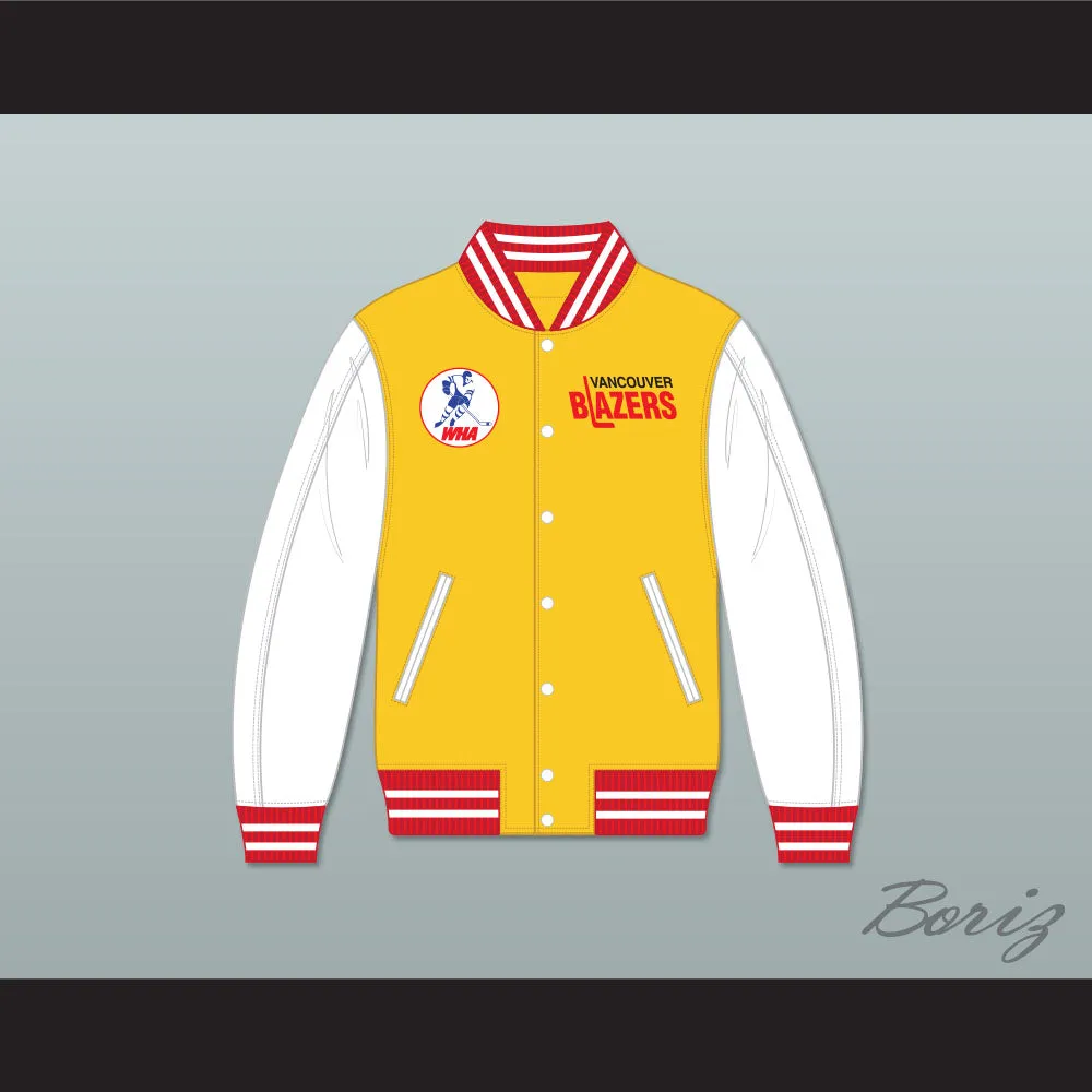 WHA Vancouver Blazers Yellow and White Varsity Letterman Jacket-Style Sweatshirt 1