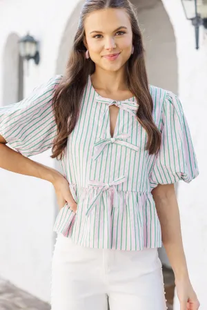 What You Say Pink Striped Blouse