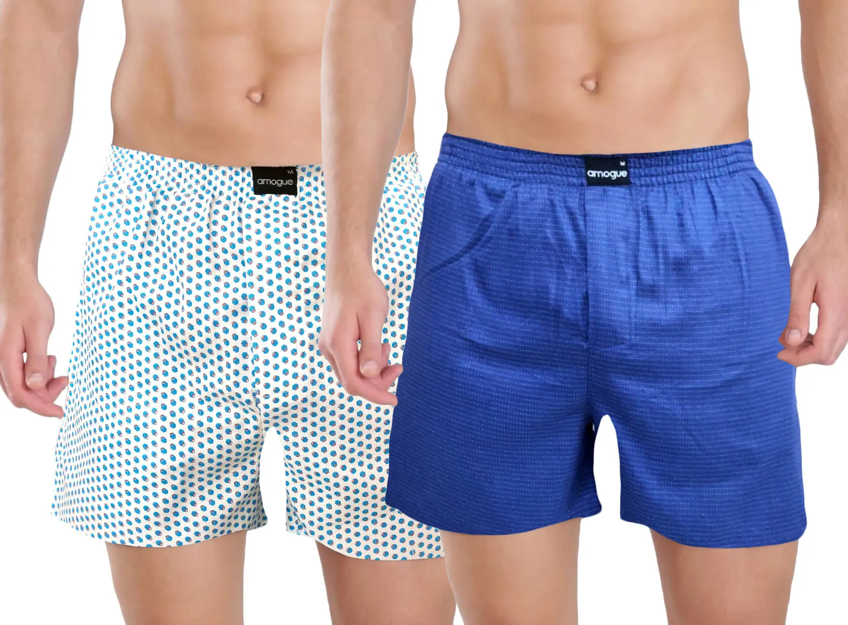 White Royal Blue Cool Printed Cotton Boxers Combo