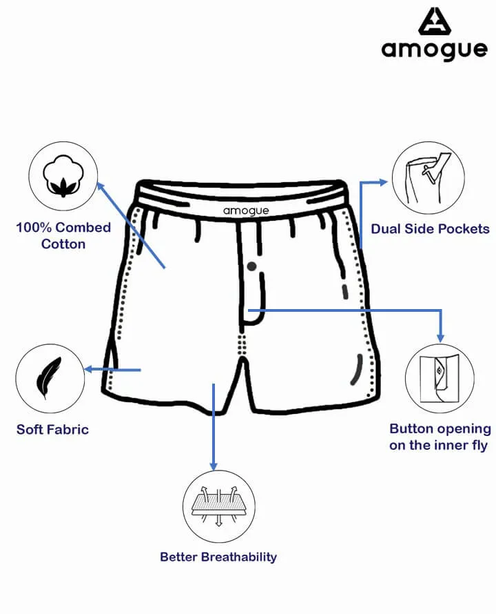 White Royal Blue Cool Printed Cotton Boxers Combo