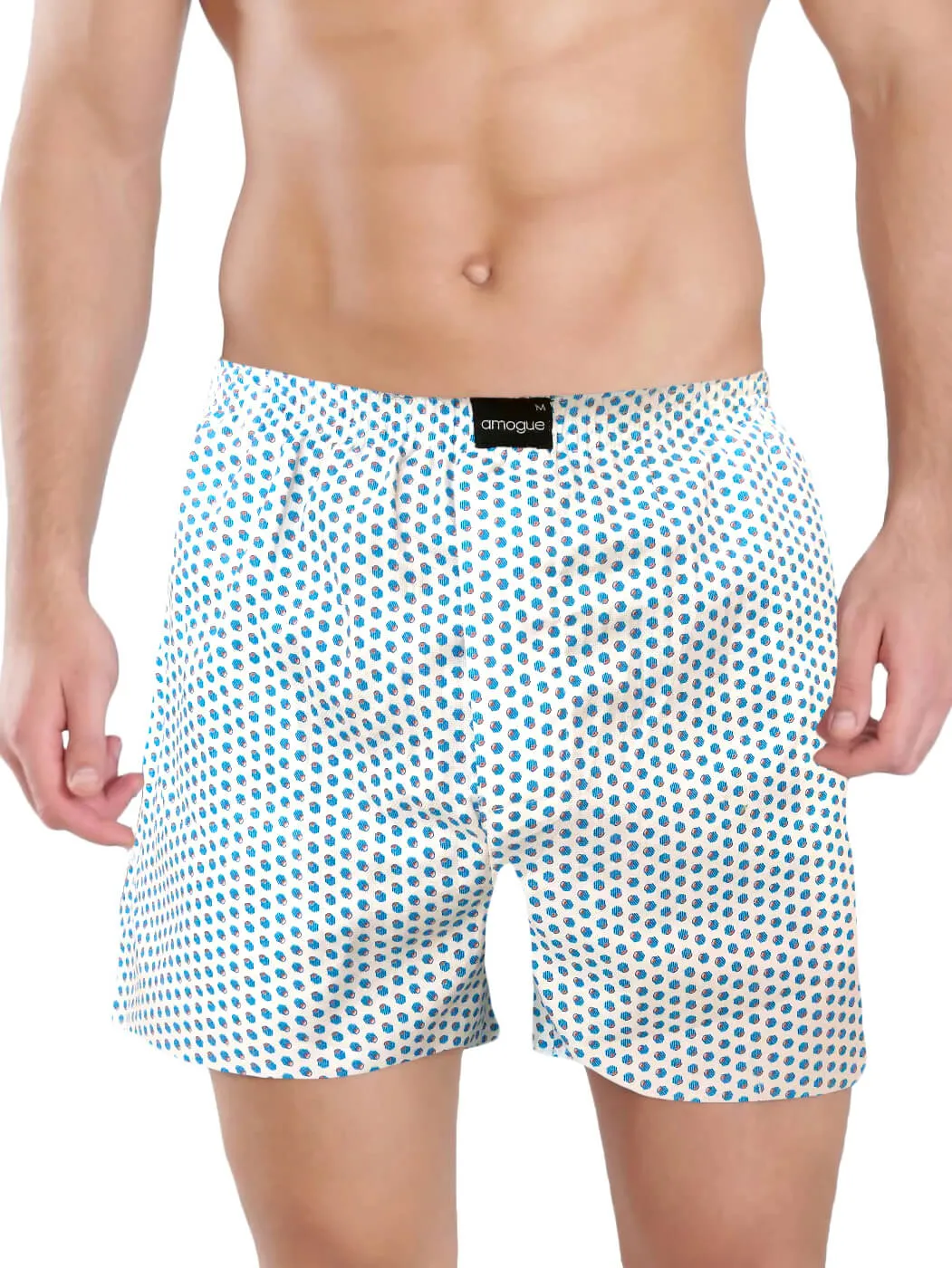White Royal Blue Cool Printed Cotton Boxers Combo