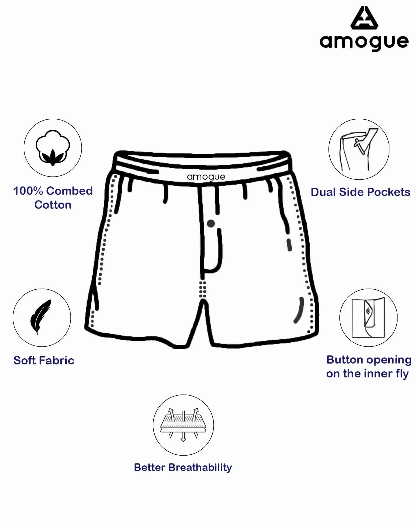 White Sea & Navy Dotted Printed Men Boxers
