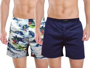 White Sea & Navy Dotted Printed Men Boxers