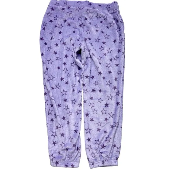Wildfox Plush Lounge Set Pajamas Women XL Purple with Lightning And Stars SOFT