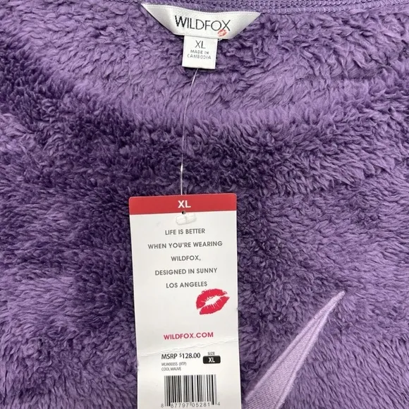 Wildfox Plush Lounge Set Pajamas Women XL Purple with Lightning And Stars SOFT