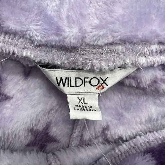 Wildfox Plush Lounge Set Pajamas Women XL Purple with Lightning And Stars SOFT