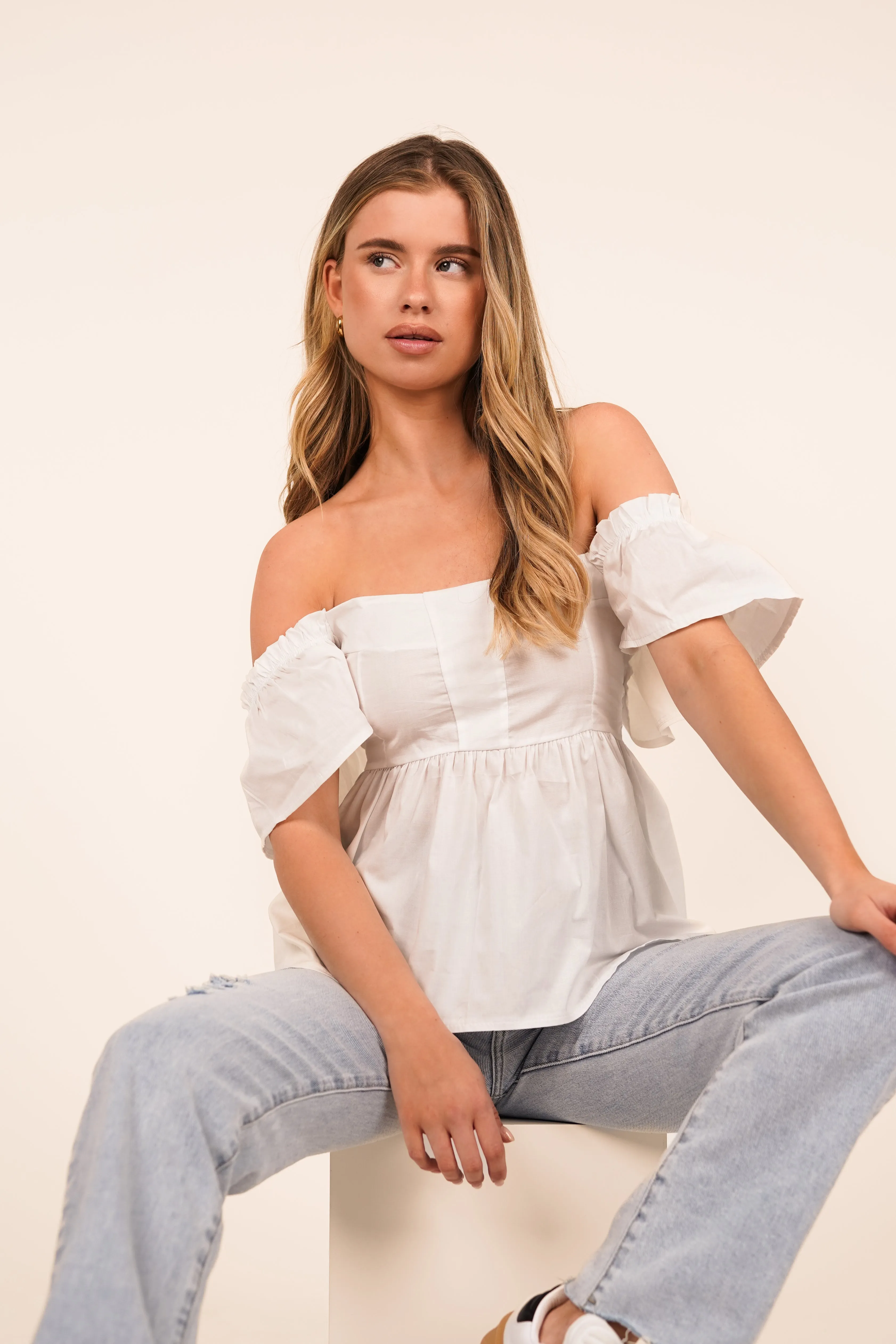 Witte top met peplum - Chelsey