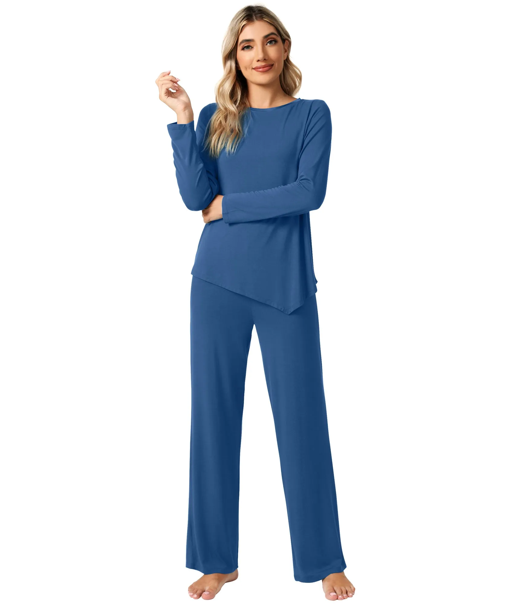 WiWi Womens Bamboo Long Sleeve Sleepwear Pjs
