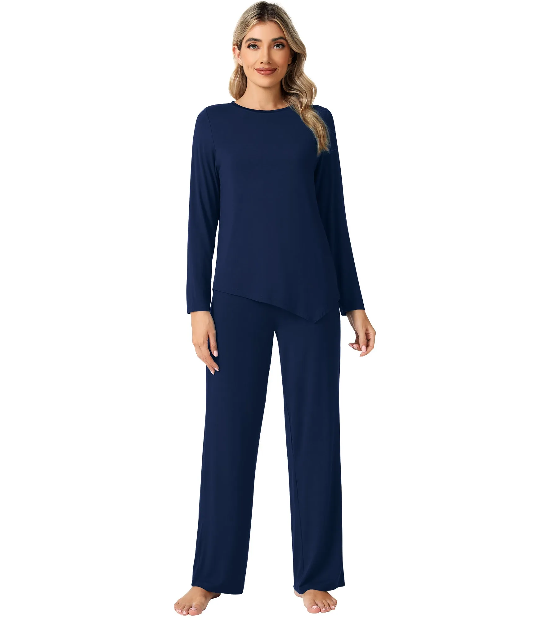 WiWi Womens Bamboo Long Sleeve Sleepwear Pjs