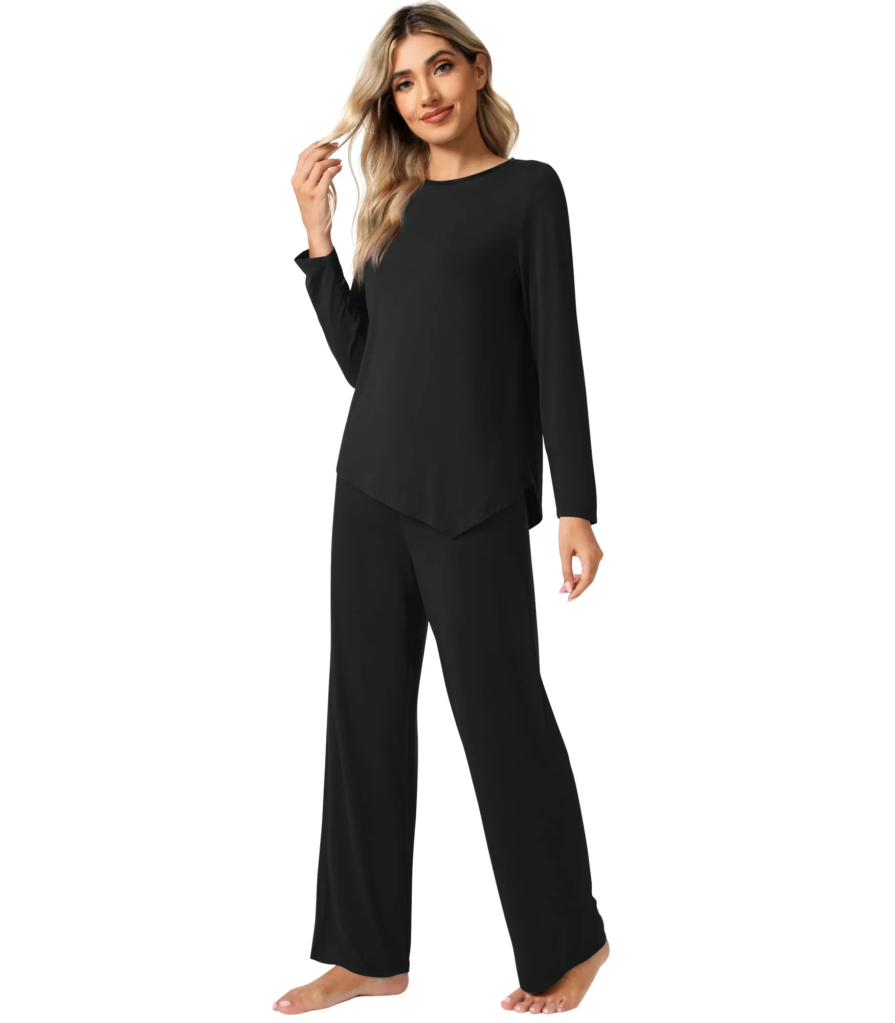 WiWi Womens Bamboo Long Sleeve Sleepwear Pjs