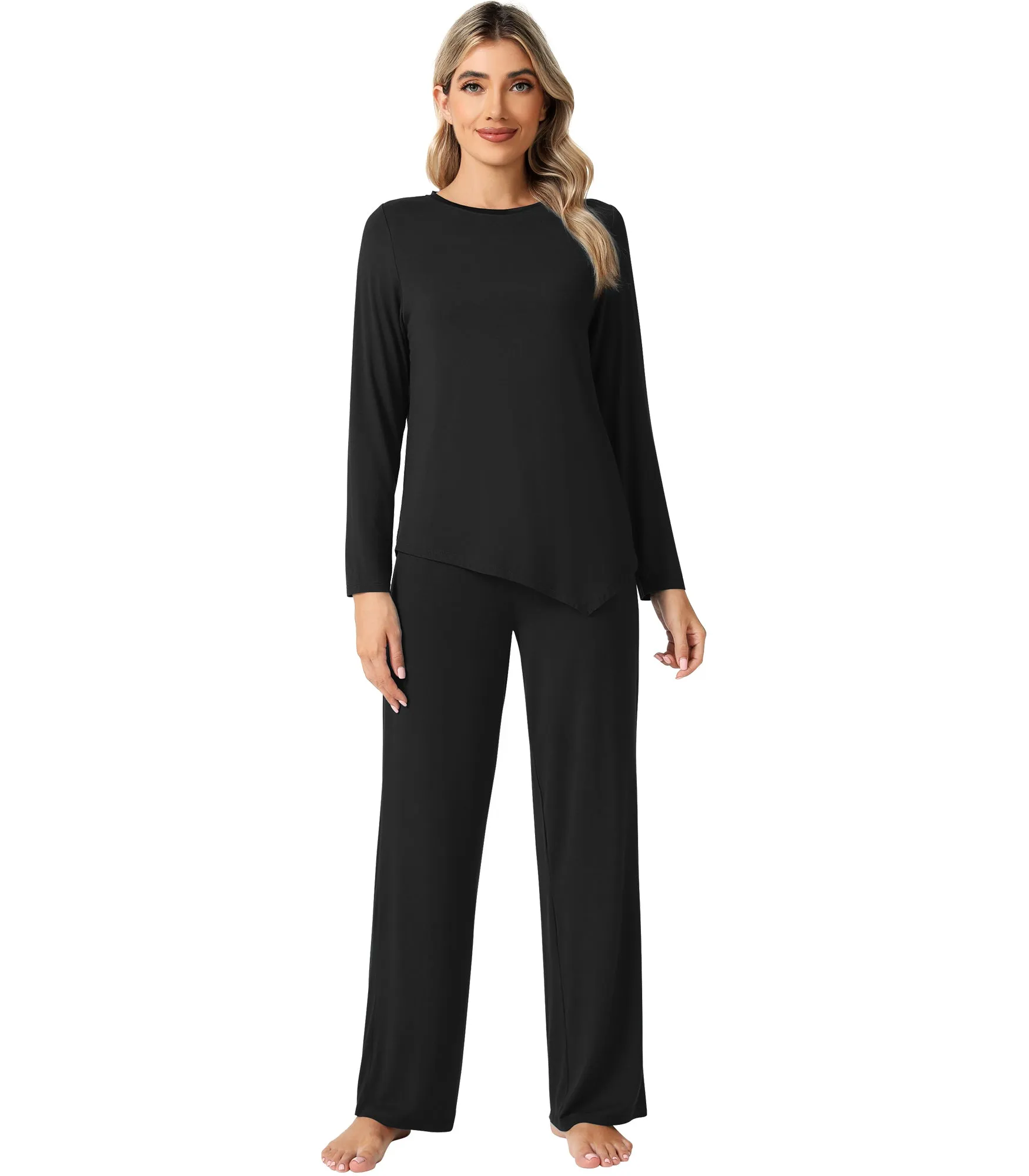 WiWi Womens Bamboo Long Sleeve Sleepwear Pjs