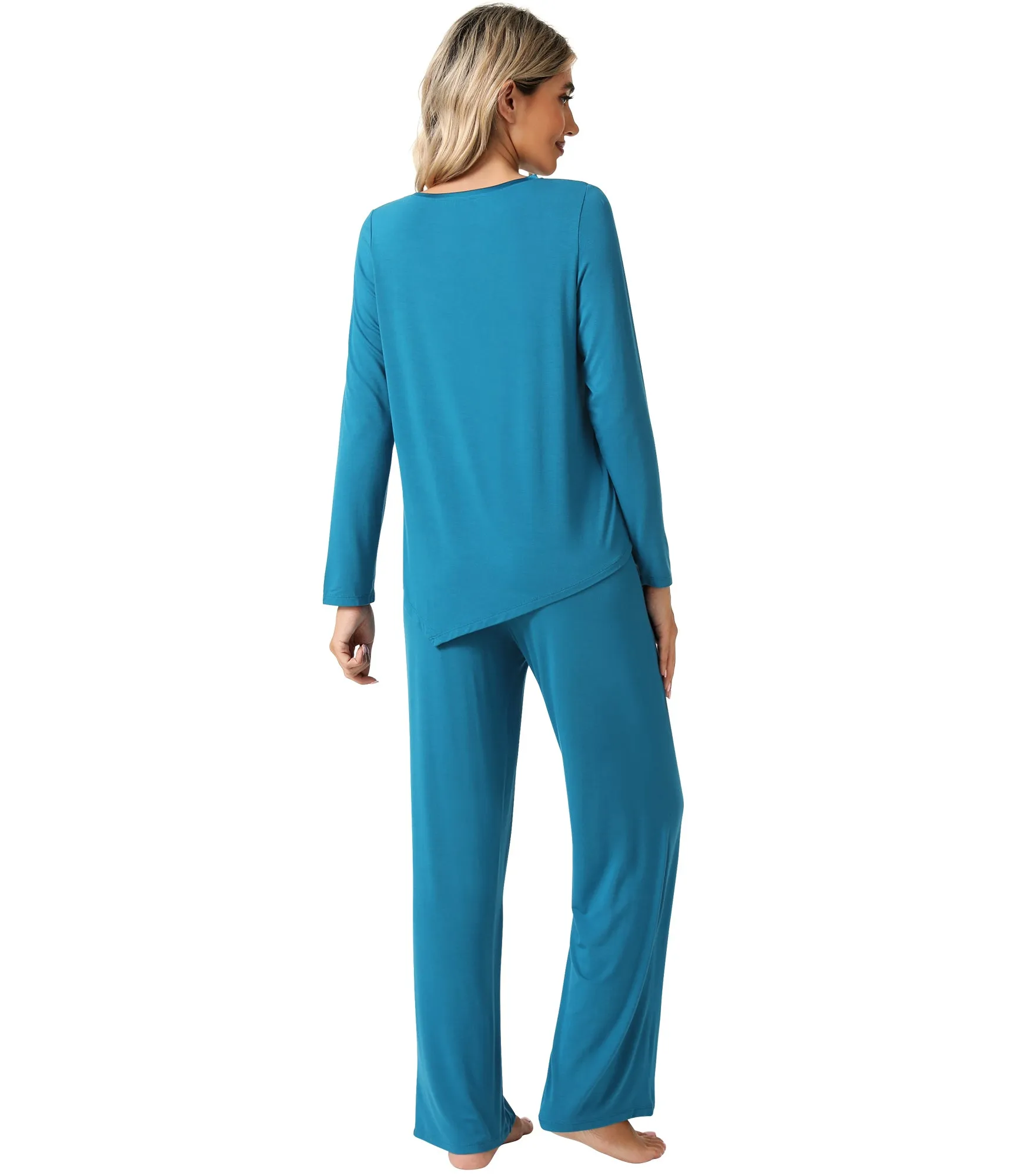 WiWi Womens Bamboo Long Sleeve Sleepwear Pjs