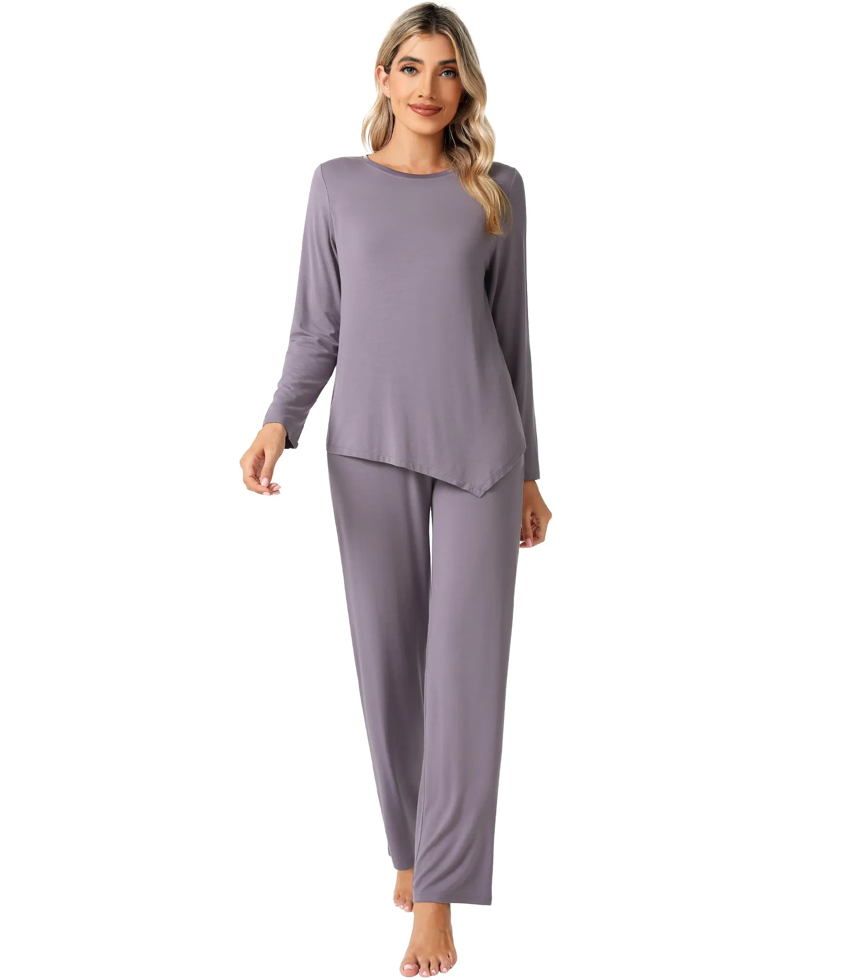 WiWi Womens Bamboo Long Sleeve Sleepwear Pjs