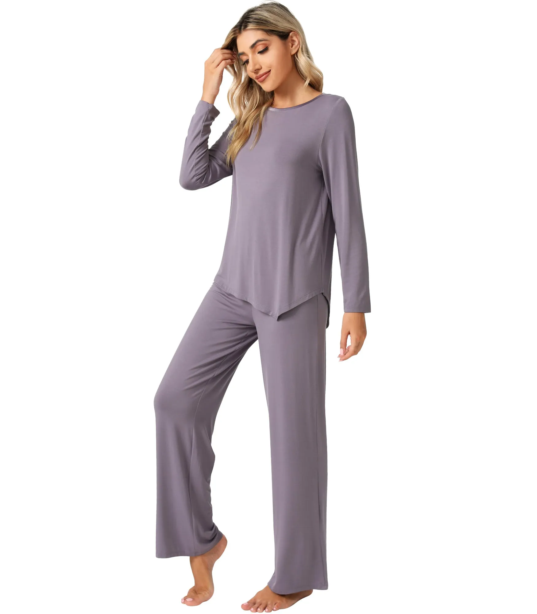 WiWi Womens Bamboo Long Sleeve Sleepwear Pjs