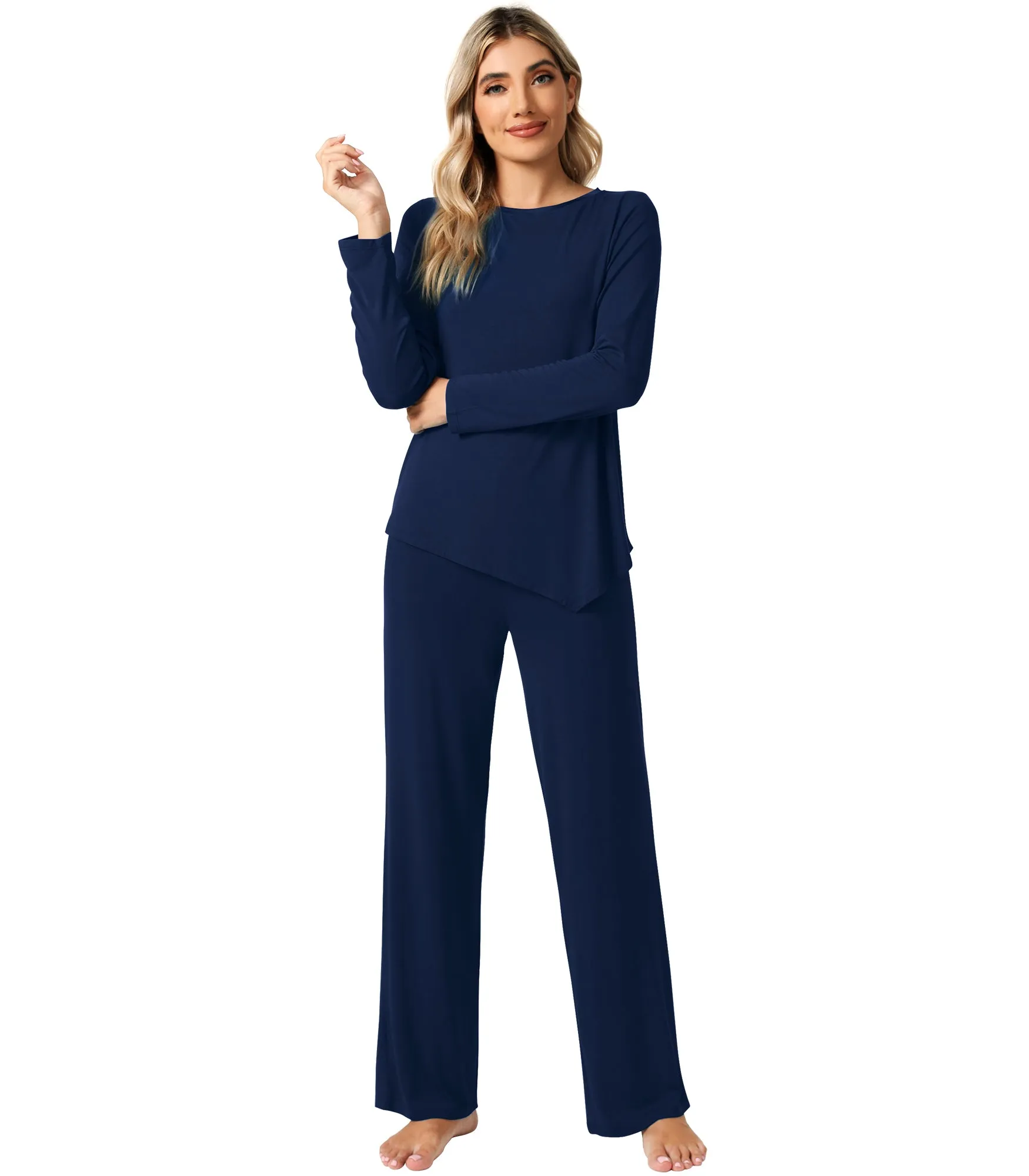 WiWi Womens Bamboo Long Sleeve Sleepwear Pjs
