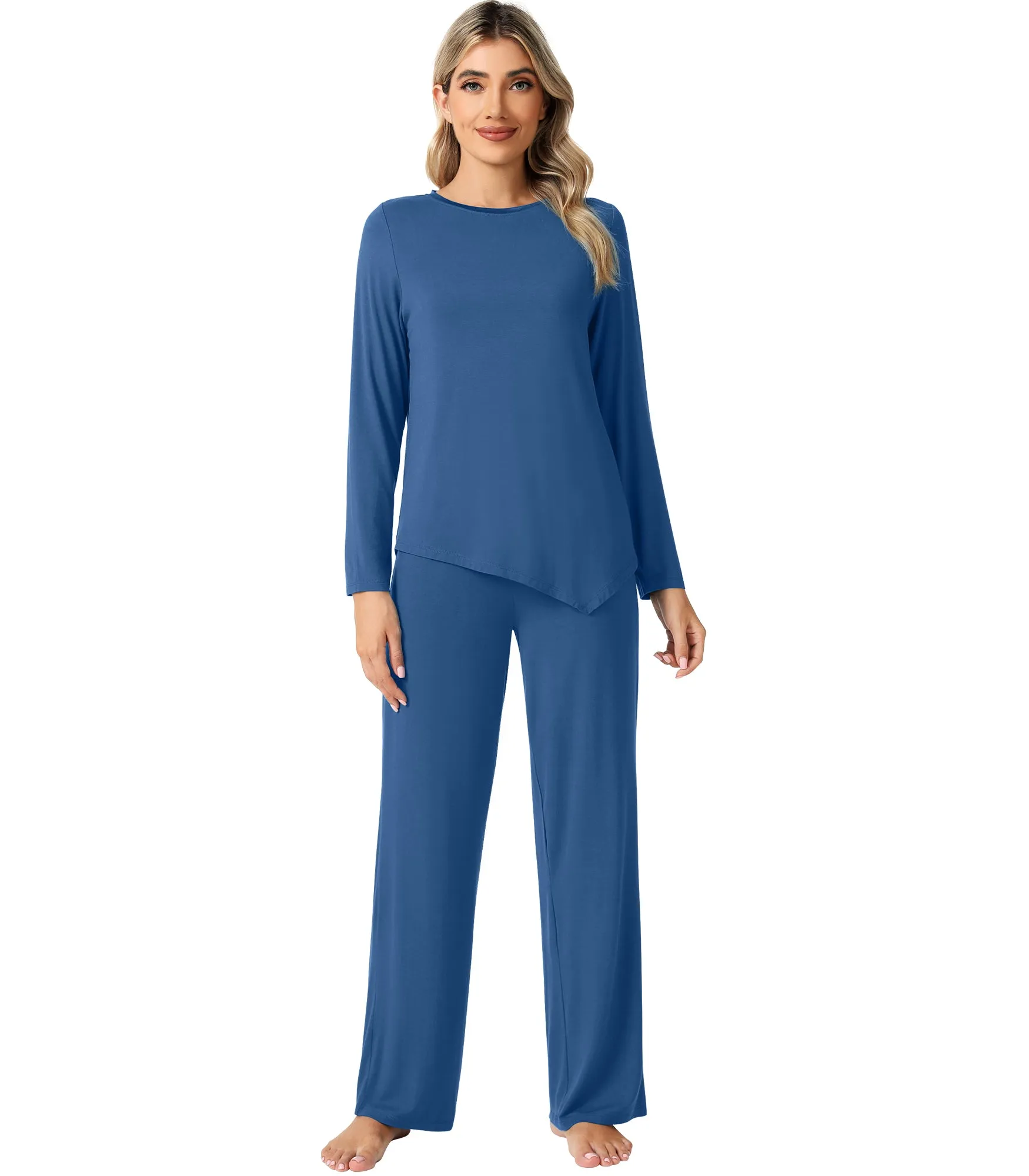 WiWi Womens Bamboo Long Sleeve Sleepwear Pjs