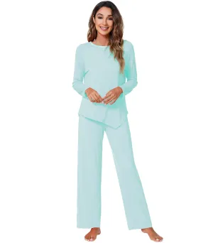 WiWi Womens Bamboo Long Sleeve Sleepwear Pjs