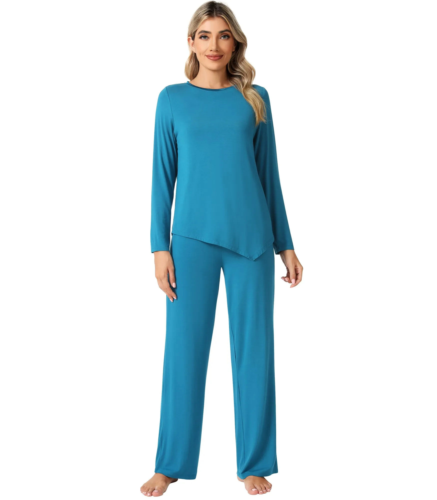 WiWi Womens Bamboo Long Sleeve Sleepwear Pjs
