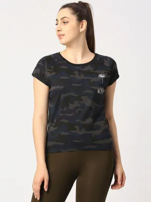 Women Camouflage Prints Navy Sports T-Shirt - Space Tee-Camo-NY