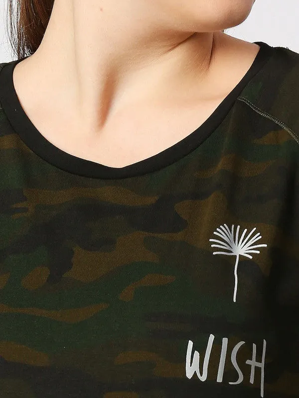 Women Camouflage Prints Olive Green Sports T-Shirt - Space Tee-Camo-OG