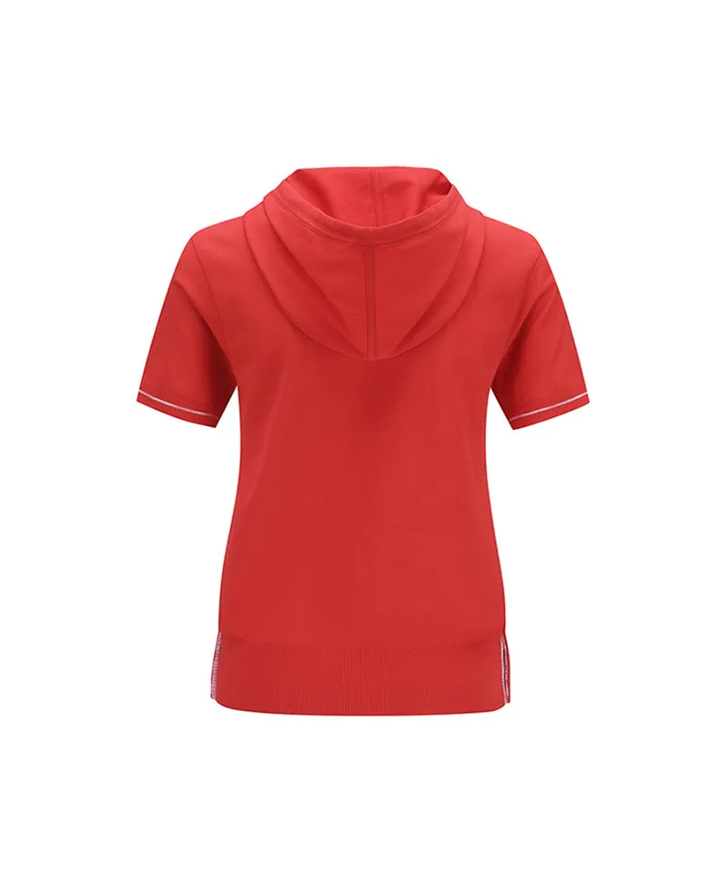 Women Hoodie Point Sweater - Red