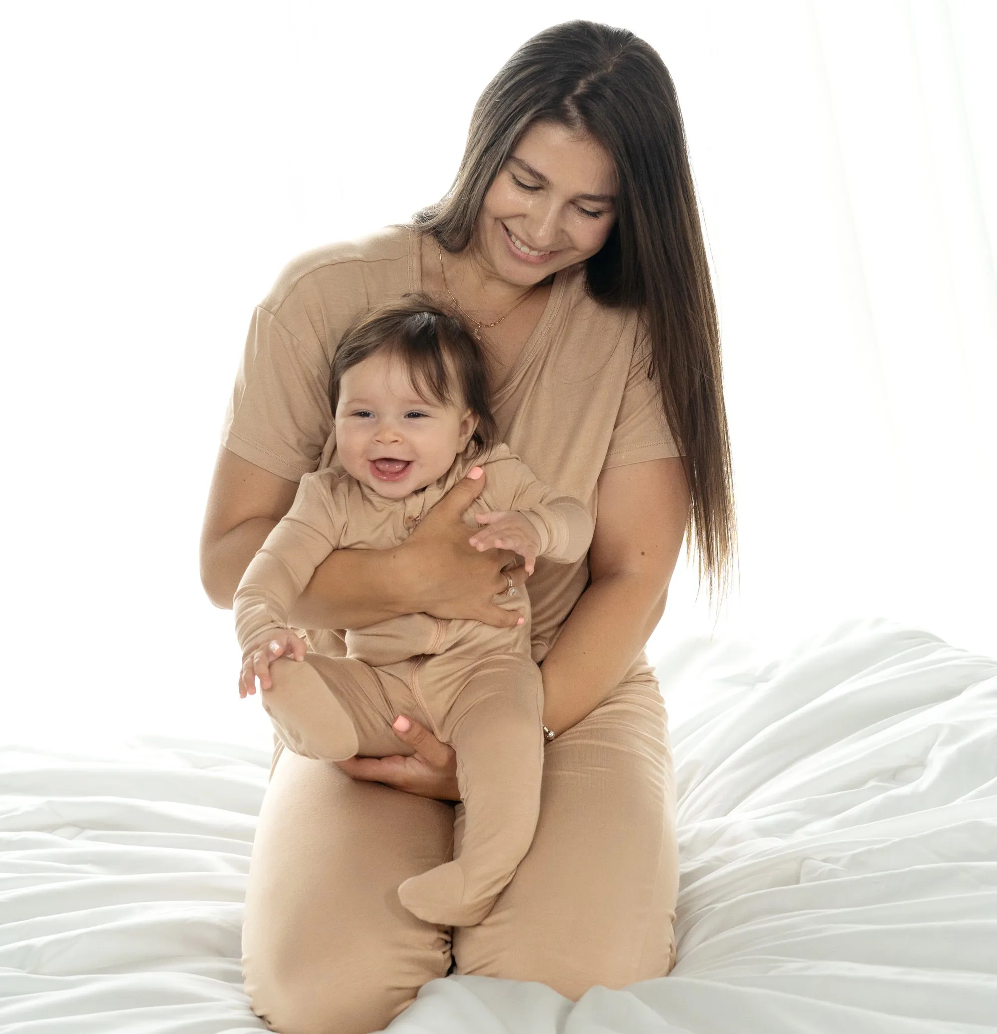 Women's Bamboo Short Sleeve Loungewear Set (Maple Sugar)