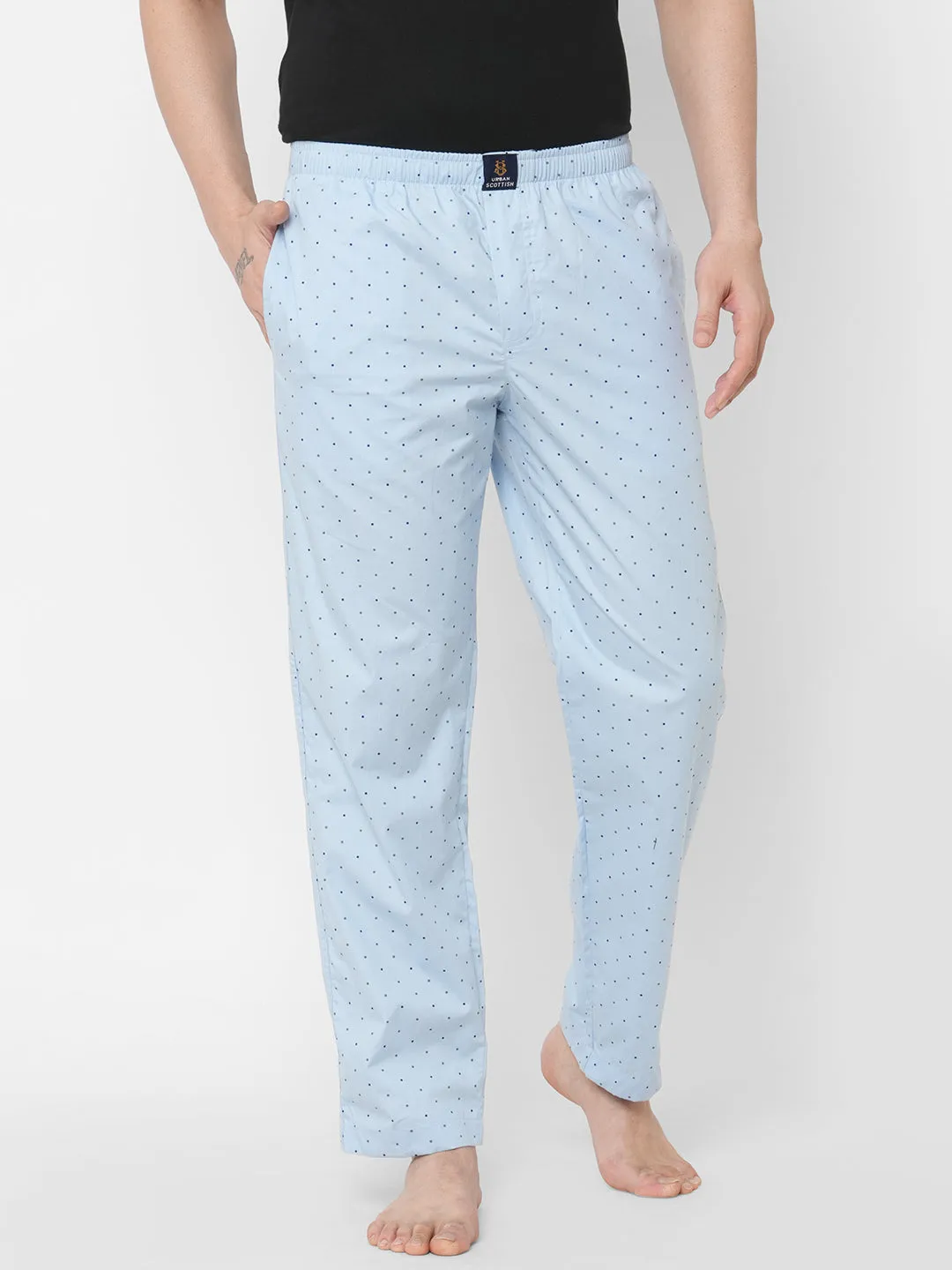 Women's Printed, Blue, Cotton, Regular Fit, Elasticated, Waistband, Pyjama  With Side Pockets