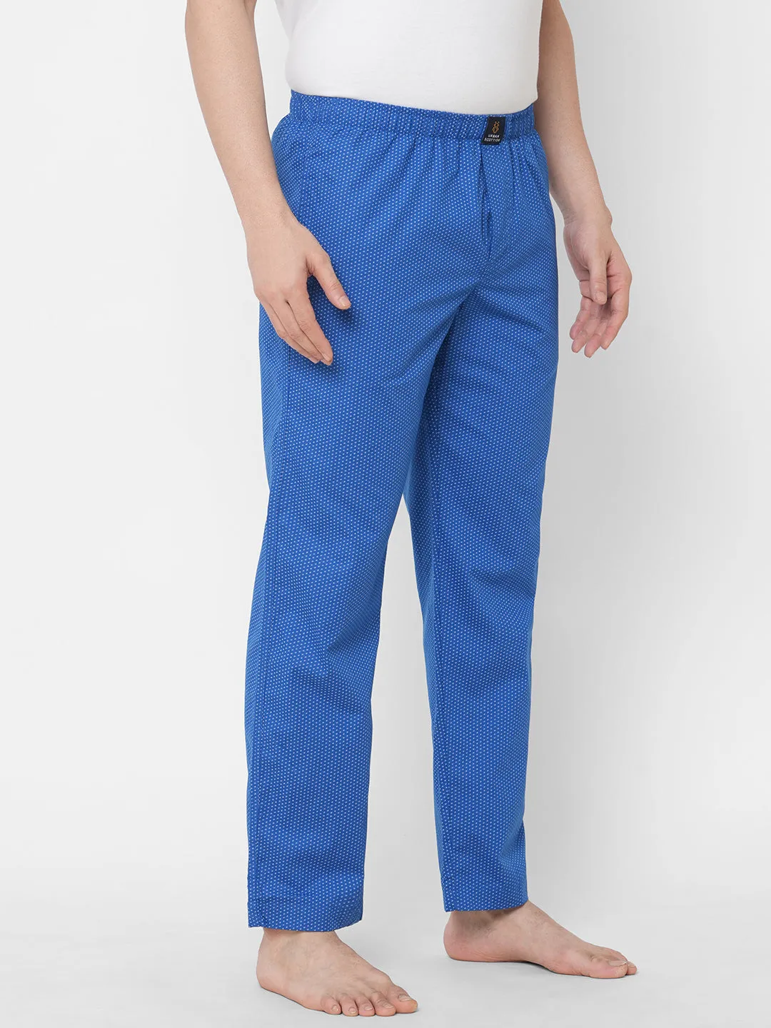 Women's Printed, Blue, Cotton, Regular Fit, Elasticated, Waistband, Pyjama  With Side Pockets