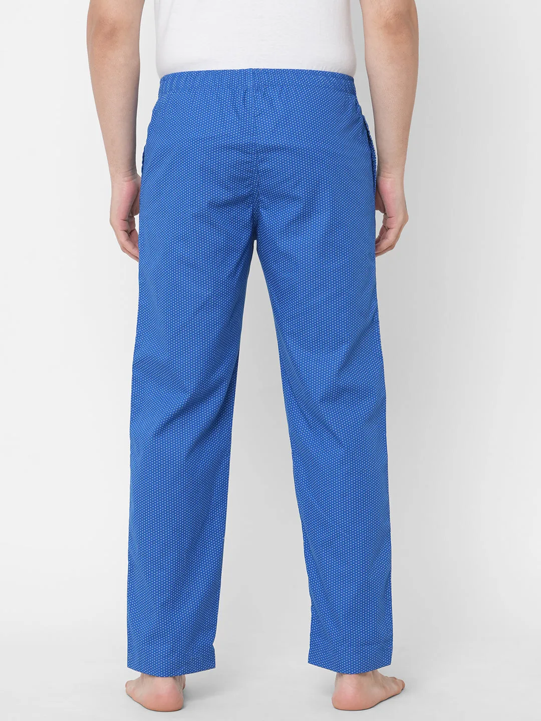 Women's Printed, Blue, Cotton, Regular Fit, Elasticated, Waistband, Pyjama  With Side Pockets