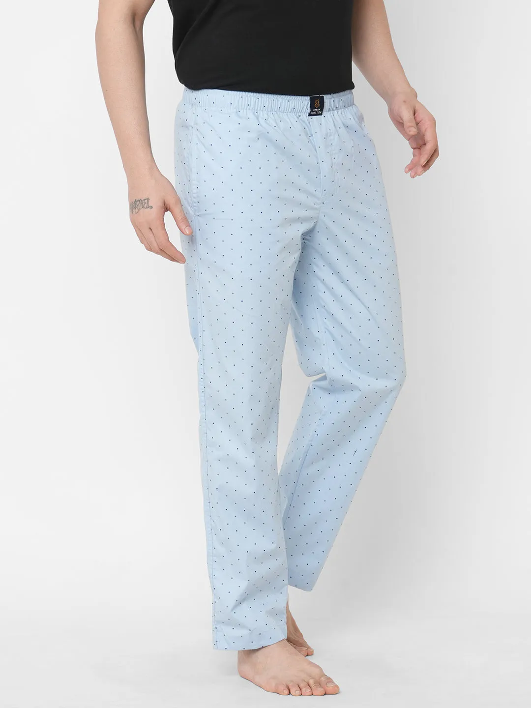 Women's Printed, Blue, Cotton, Regular Fit, Elasticated, Waistband, Pyjama  With Side Pockets