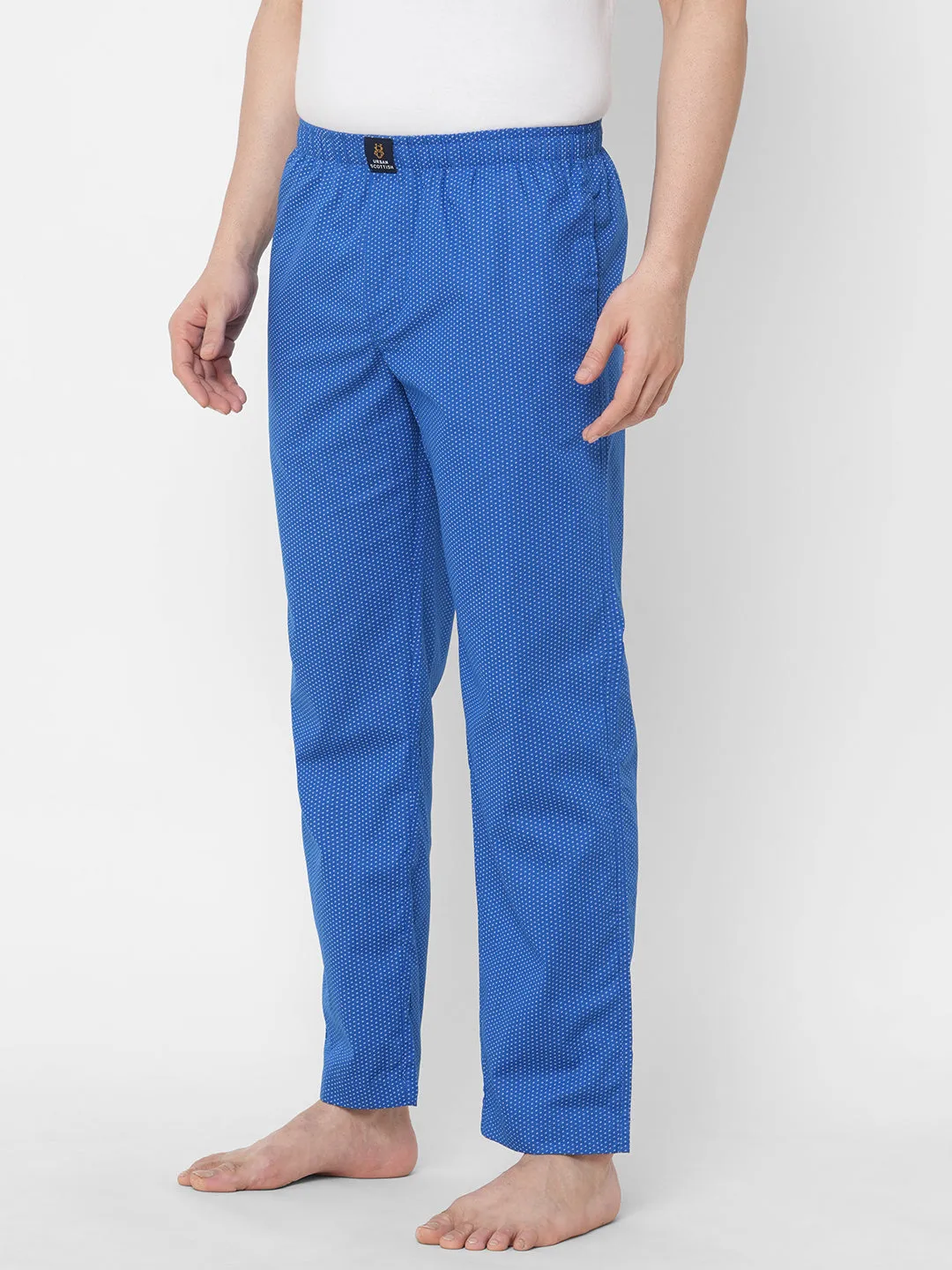 Women's Printed, Blue, Cotton, Regular Fit, Elasticated, Waistband, Pyjama  With Side Pockets