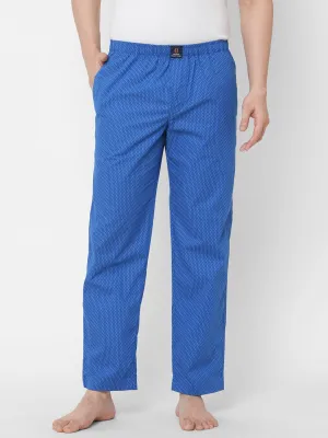 Women's Printed, Blue, Cotton, Regular Fit, Elasticated, Waistband, Pyjama  With Side Pockets