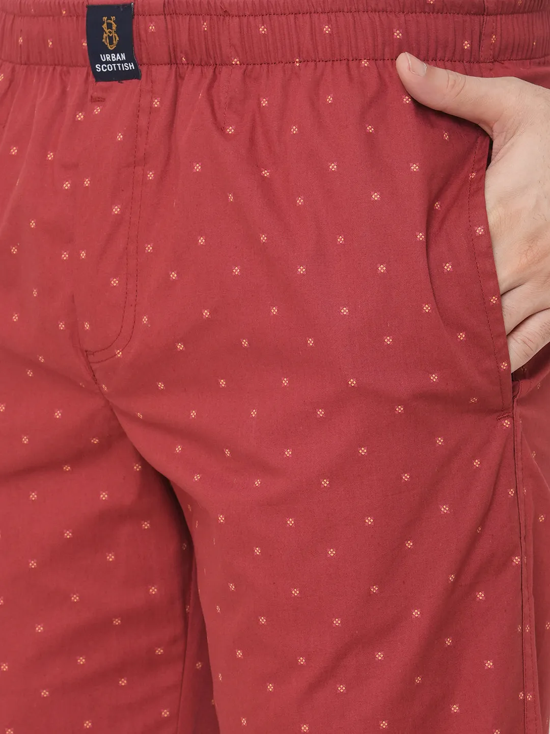 Women's Printed, Maroon, Cotton, Regular Fit, Elasticated, Waistband, Pyjama  With Side Pockets