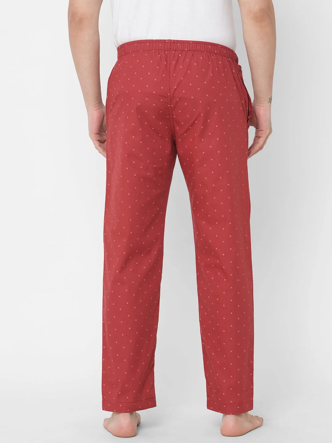 Women's Printed, Maroon, Cotton, Regular Fit, Elasticated, Waistband, Pyjama  With Side Pockets