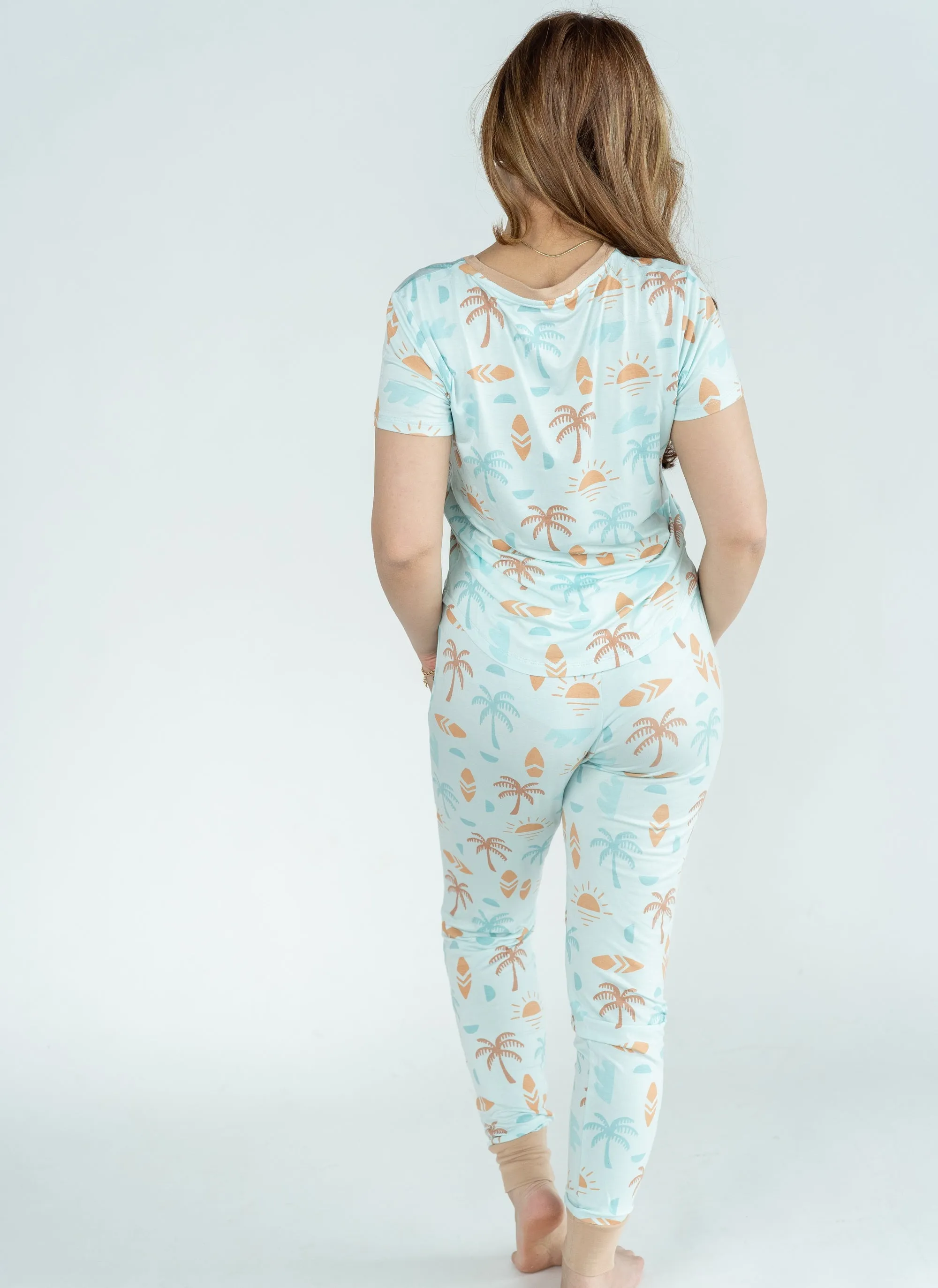 Wommen's Bamboo Short Sleeve Pajama Set (Sunny Shores Print)