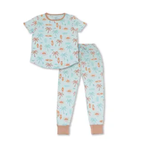 Wommen's Bamboo Short Sleeve Pajama Set (Sunny Shores Print)