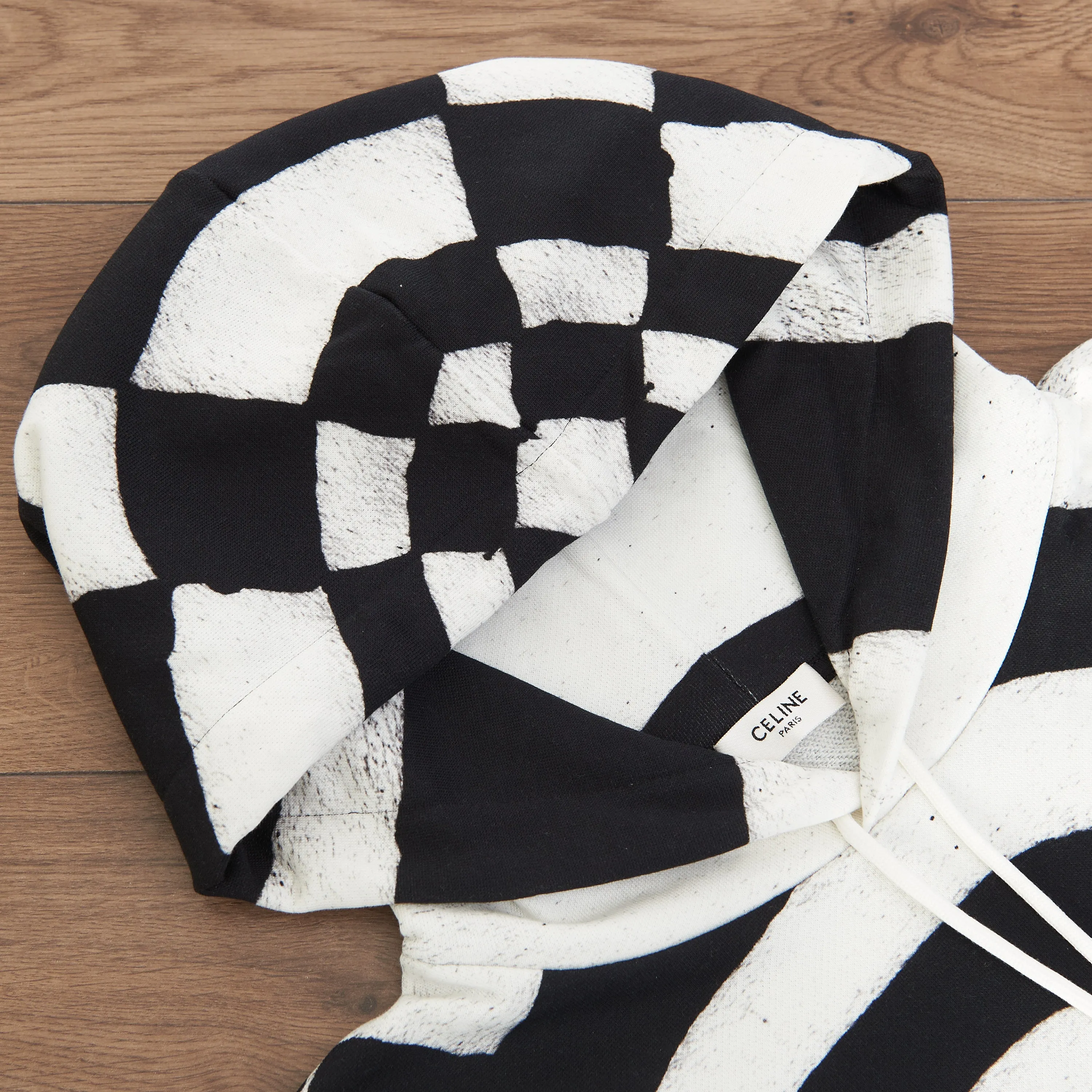 x Harry Wyld "Spider” Print Oversized Hoodie In Black And White Cotton Fleece