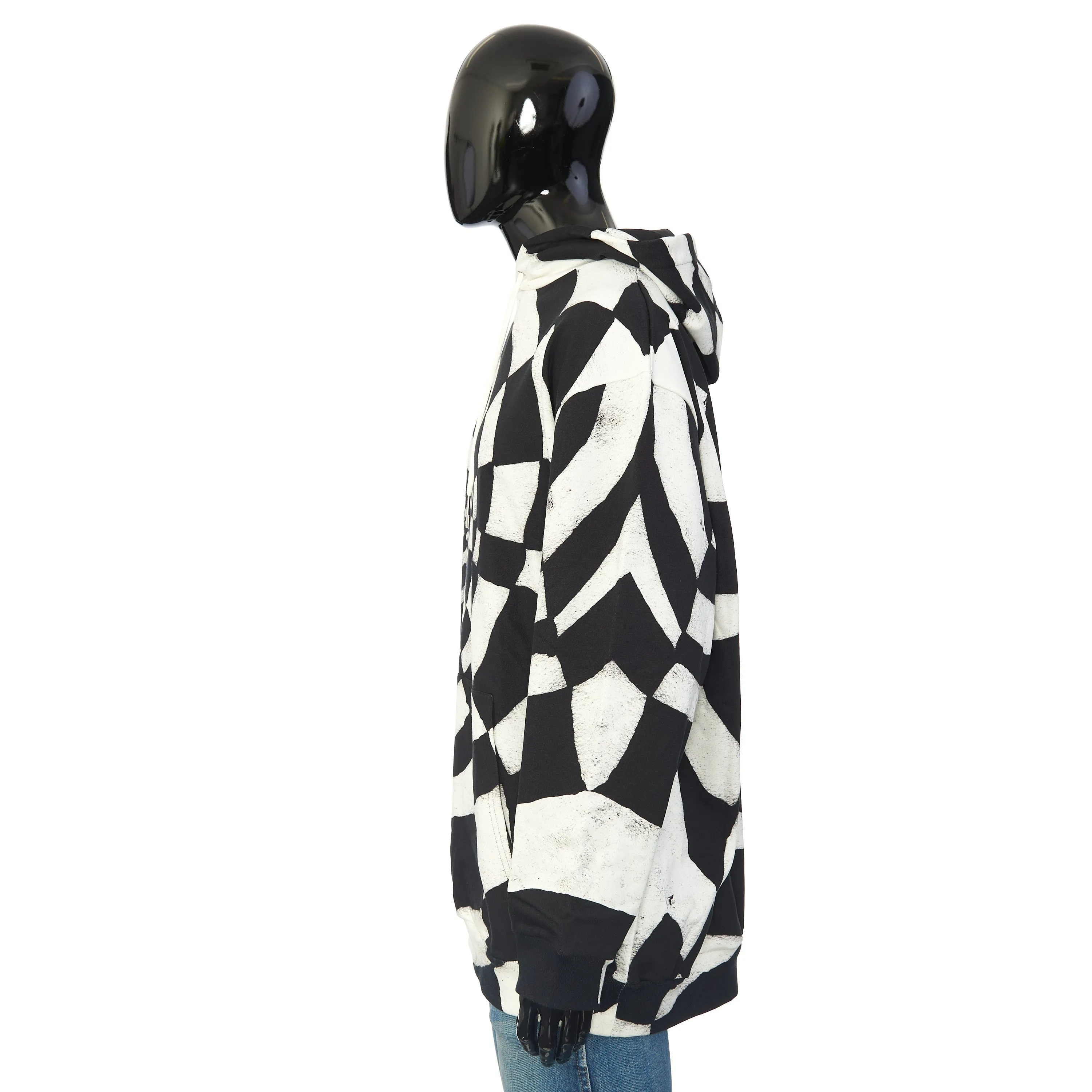 x Harry Wyld "Spider” Print Oversized Hoodie In Black And White Cotton Fleece