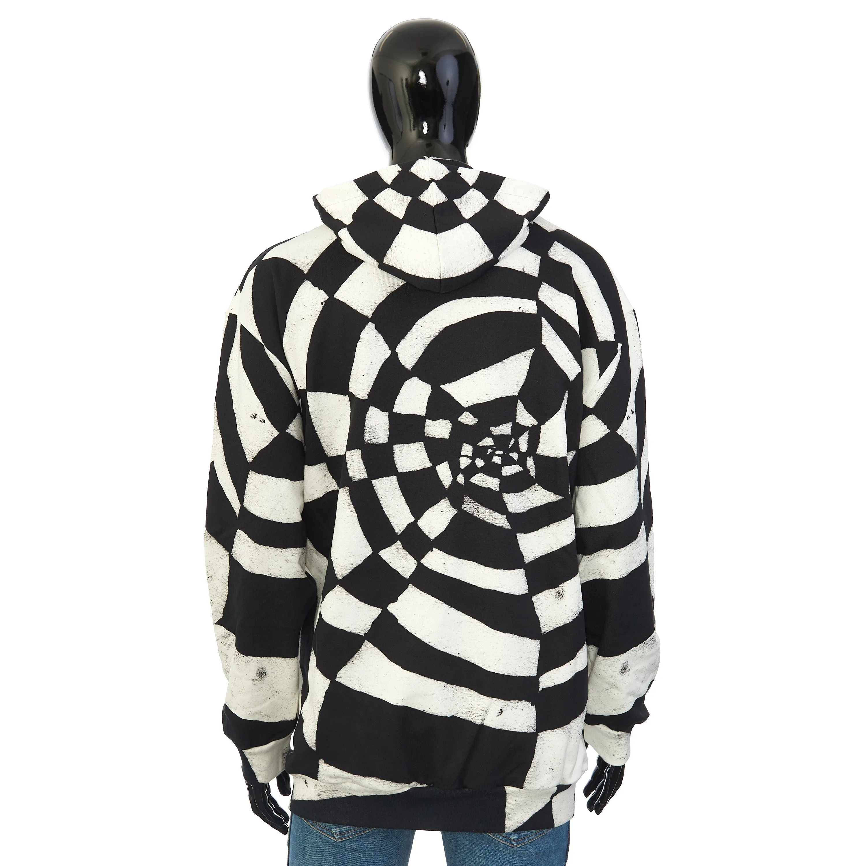 x Harry Wyld "Spider” Print Oversized Hoodie In Black And White Cotton Fleece