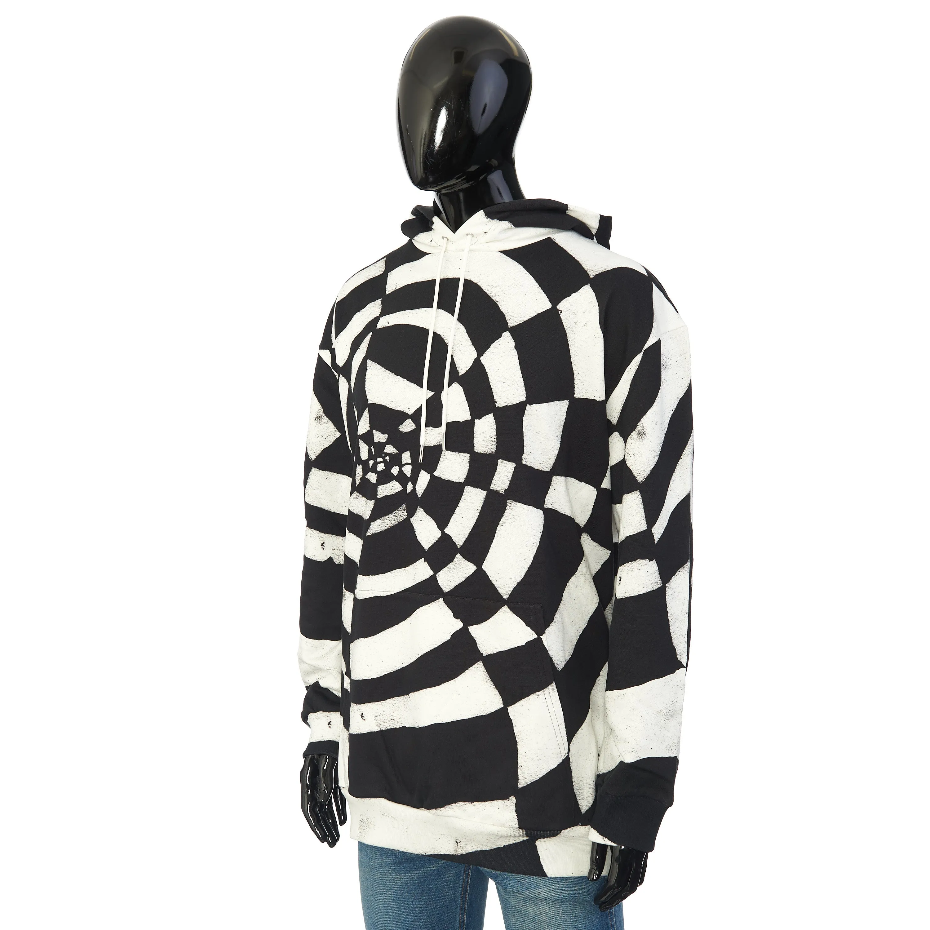 x Harry Wyld "Spider” Print Oversized Hoodie In Black And White Cotton Fleece