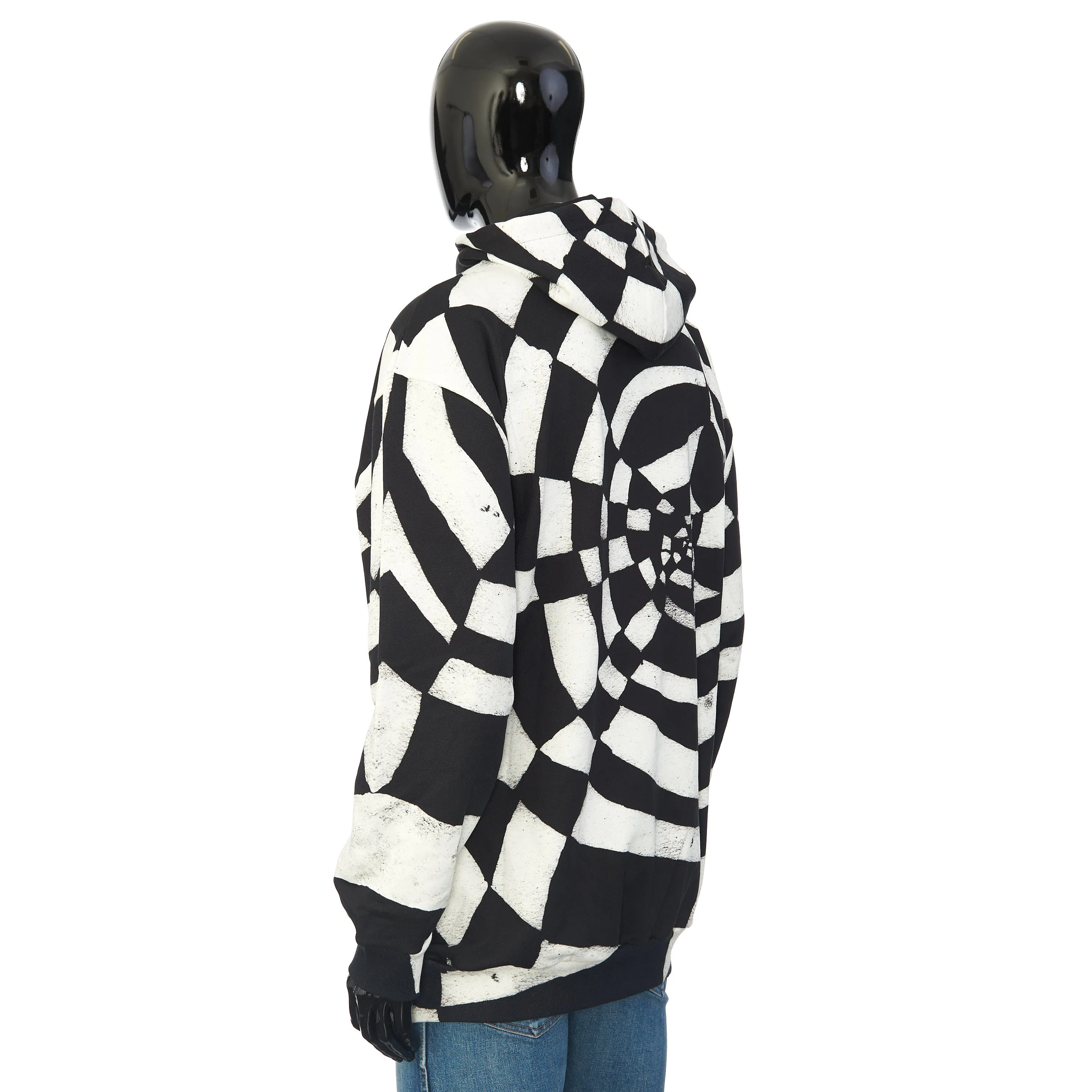 x Harry Wyld "Spider” Print Oversized Hoodie In Black And White Cotton Fleece
