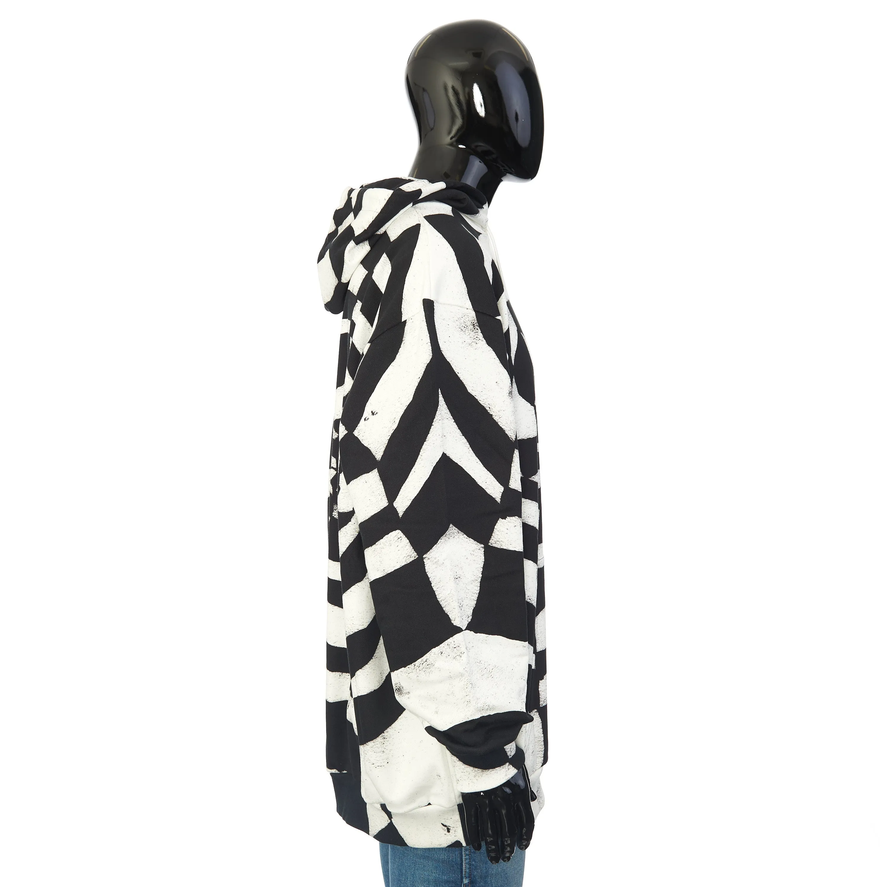 x Harry Wyld "Spider” Print Oversized Hoodie In Black And White Cotton Fleece