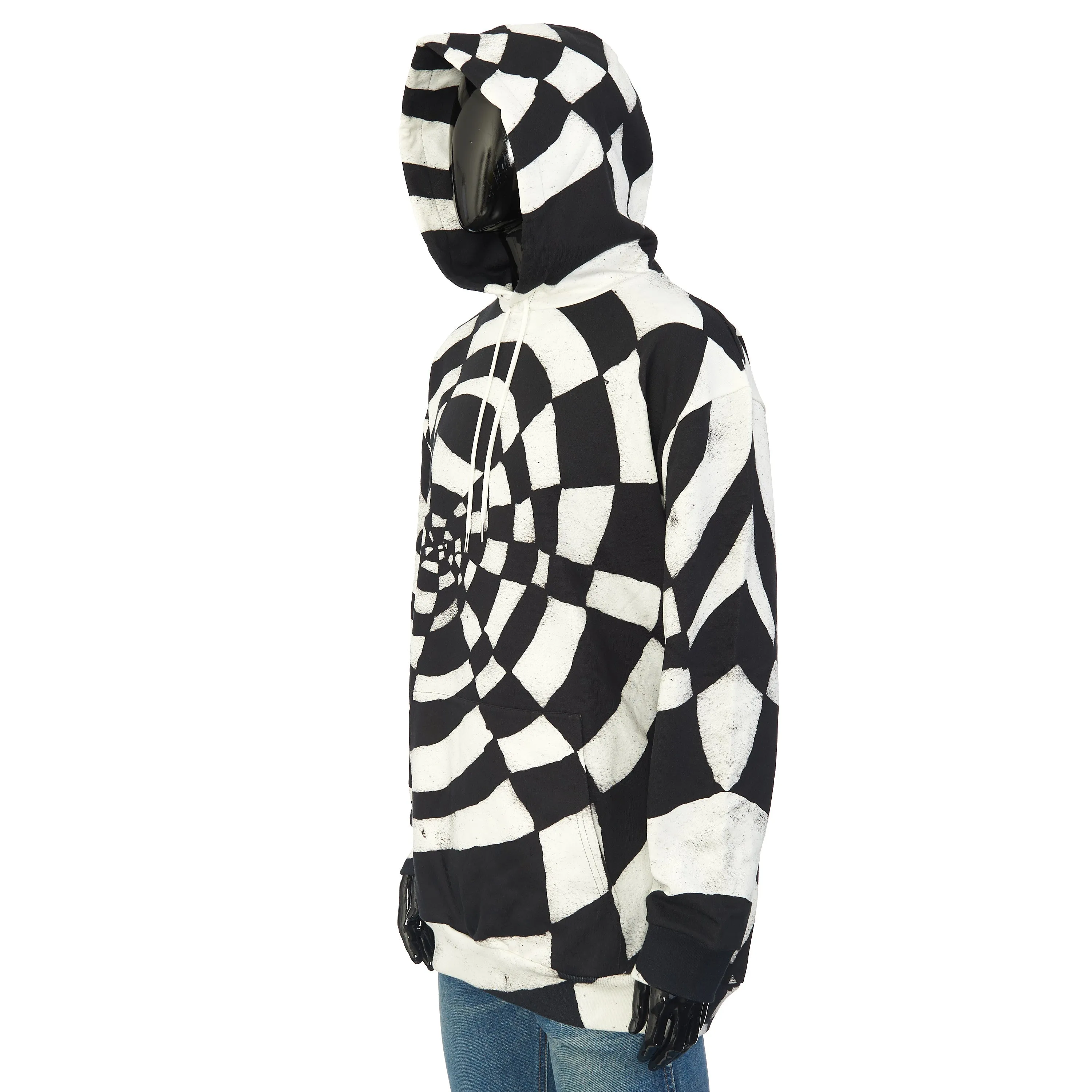 x Harry Wyld "Spider” Print Oversized Hoodie In Black And White Cotton Fleece
