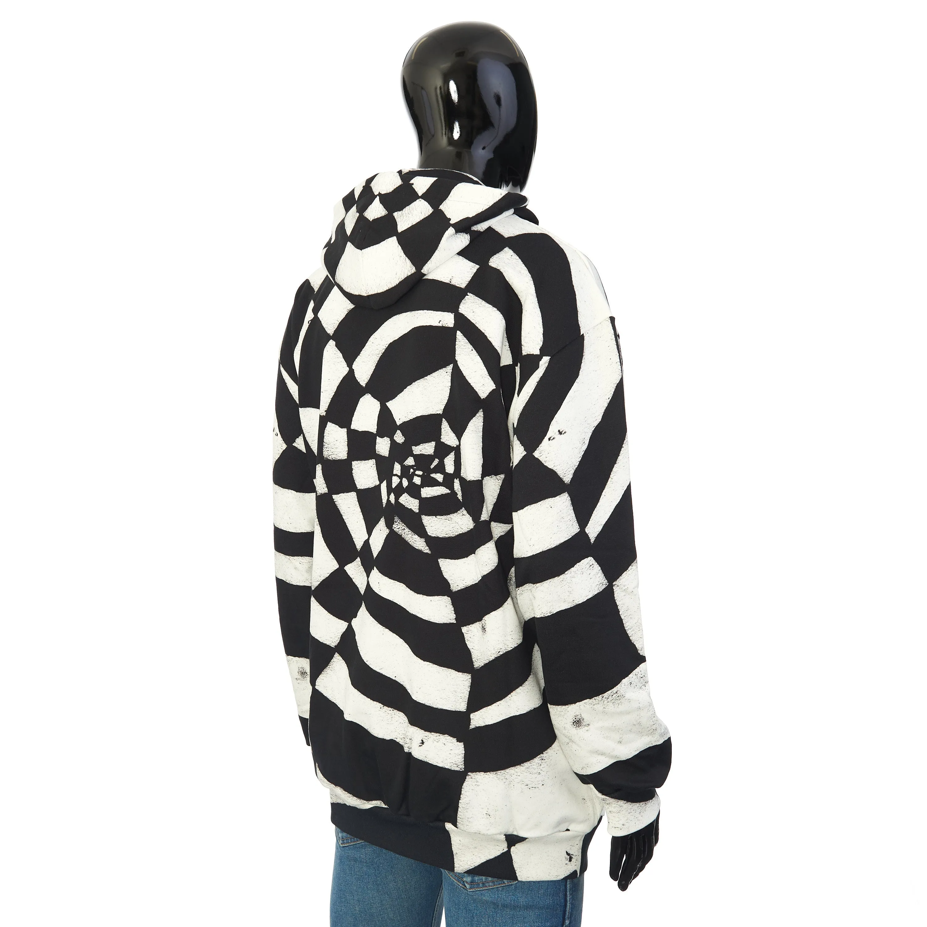 x Harry Wyld "Spider” Print Oversized Hoodie In Black And White Cotton Fleece