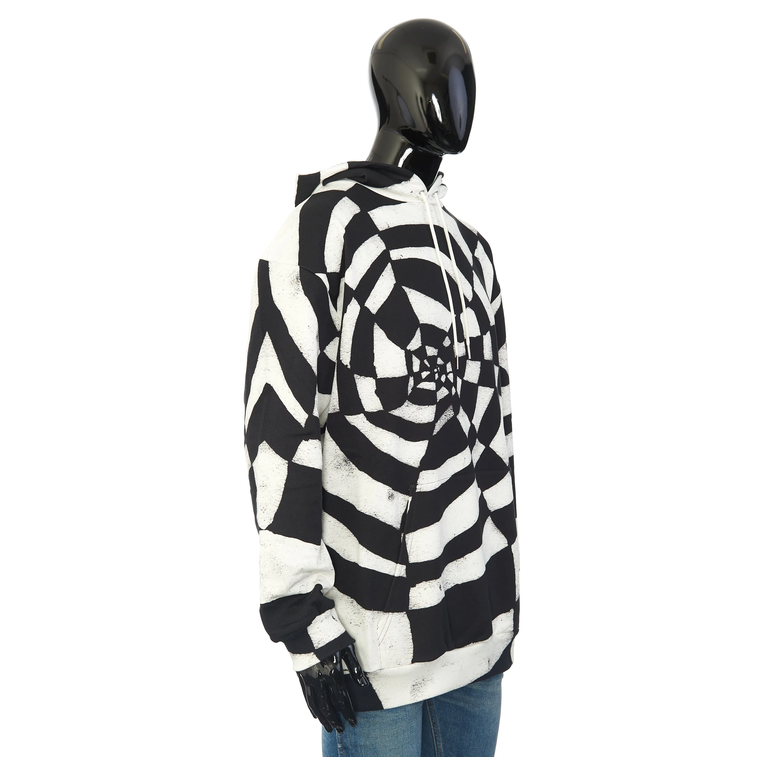 x Harry Wyld "Spider” Print Oversized Hoodie In Black And White Cotton Fleece