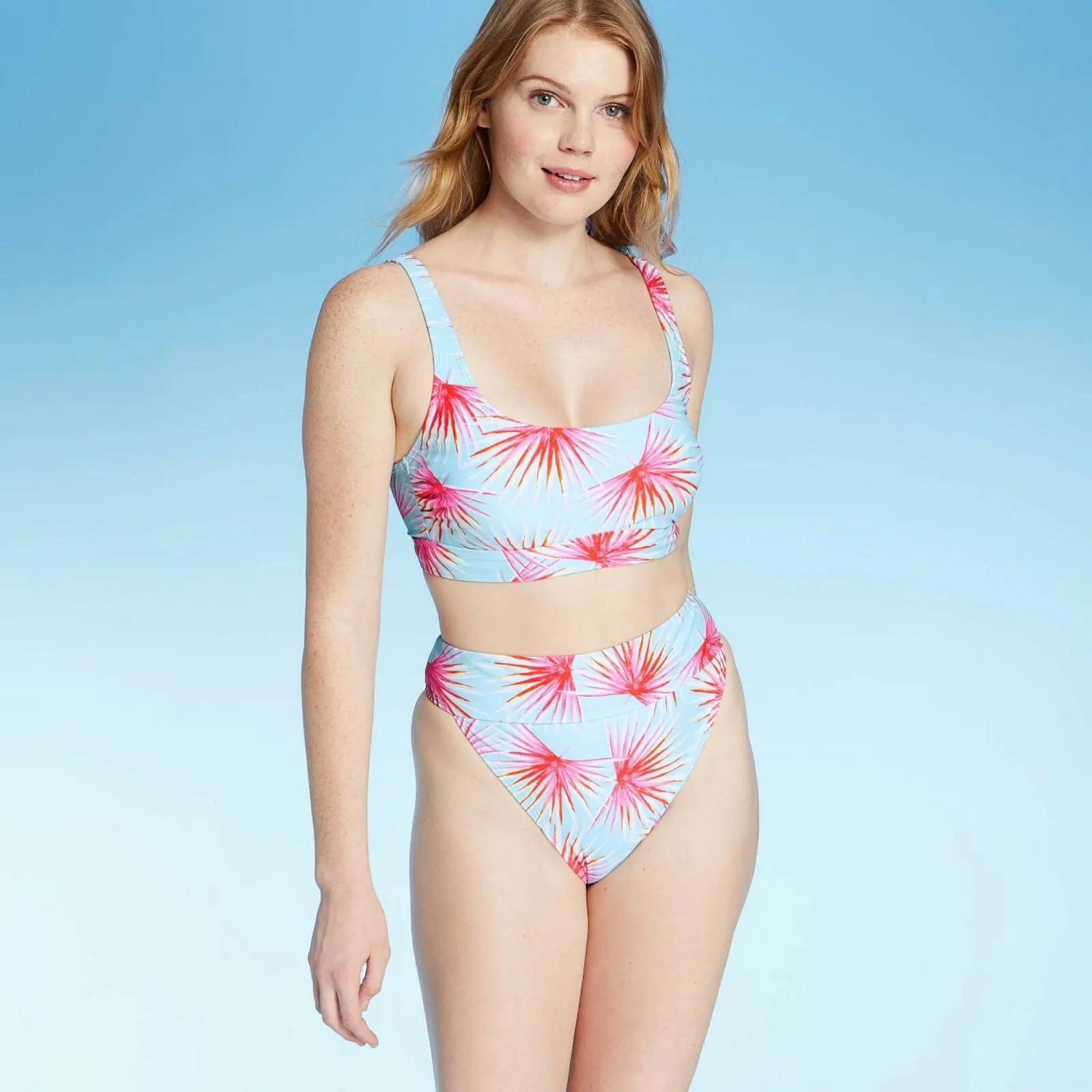 Xhilaration Women's Tropical Print High Leg High Waist Bikini Bottom