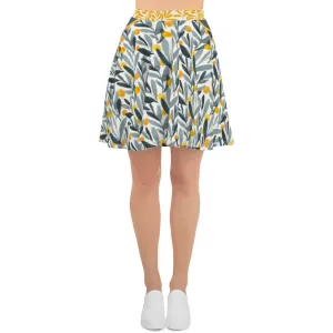 Yellow and Grey Watercolor - Skater Skirt