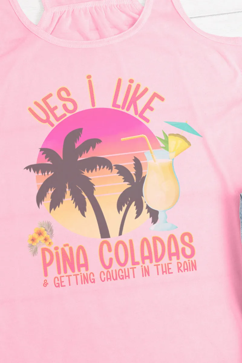 Yes I Like Pina Coladas Flowy Racerback Tank
